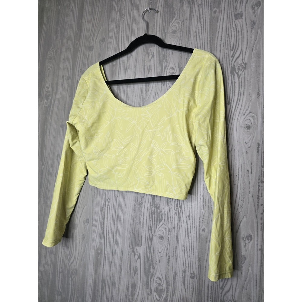 Coral Reef Swim Surfer Top Lime Garden XXL Long Sleeve Top Crop Rash Guard